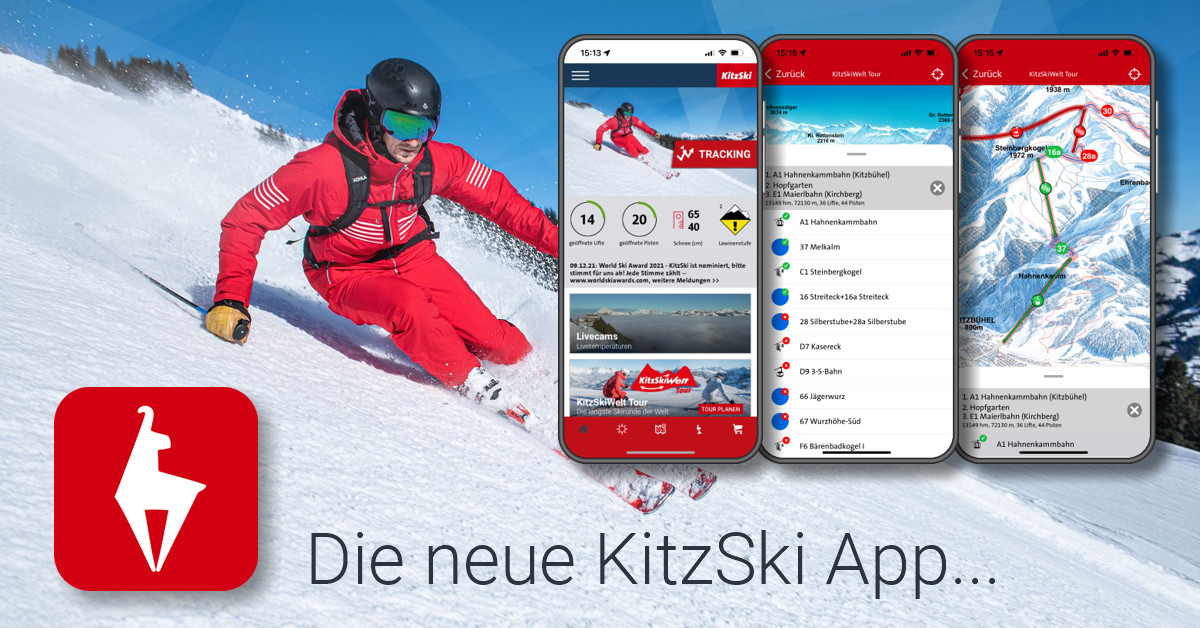 Die neue KitzSki App, ideal für die Orientierung am Berg.